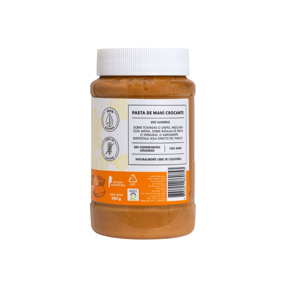 MANTEQUILLA DE MANI CROCANTE MANARE 500GR