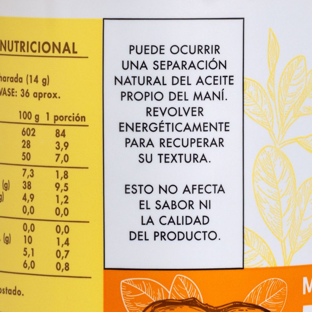 MANTEQUILLA DE MANI CROCANTE MANARE 500GR