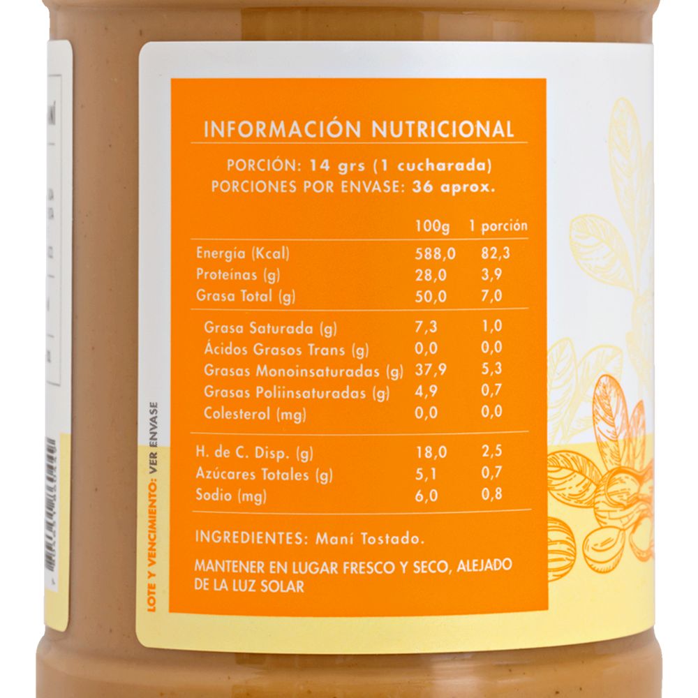 MANTEQUILLA DE MANI MANARE 500GR