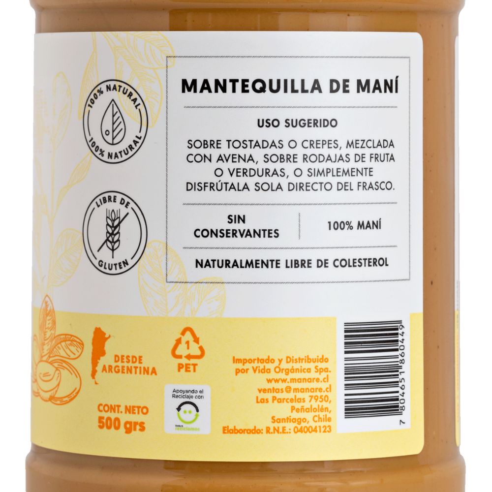 MANTEQUILLA DE MANI MANARE 500GR