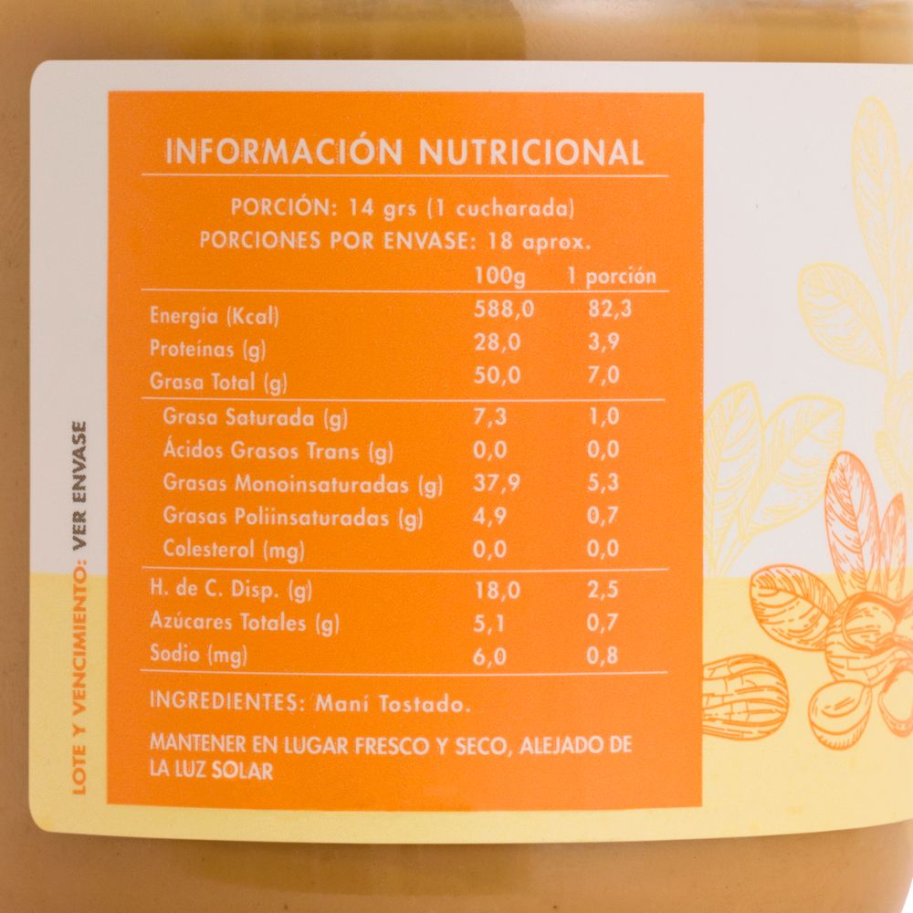 MANTEQUILLA DE MANI MANARE 250GR