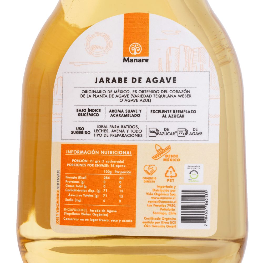 JARABE DE AGAVE MANARE 330GR