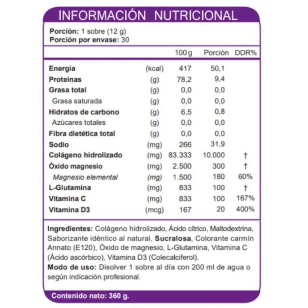 COLAGENO + VITAMINA C Y D BERRIES FNL 30 SOBRES