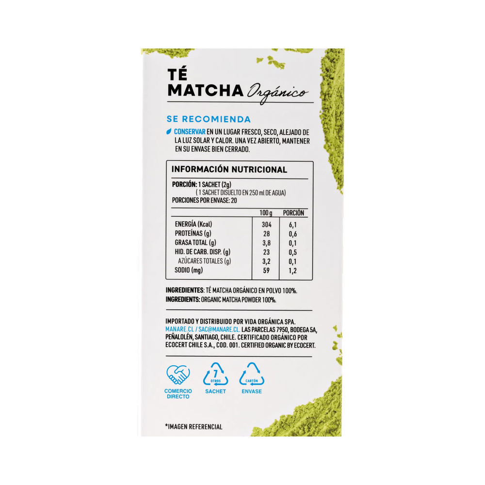 MATCHA SACHET ORGANICO 50GR MANARE