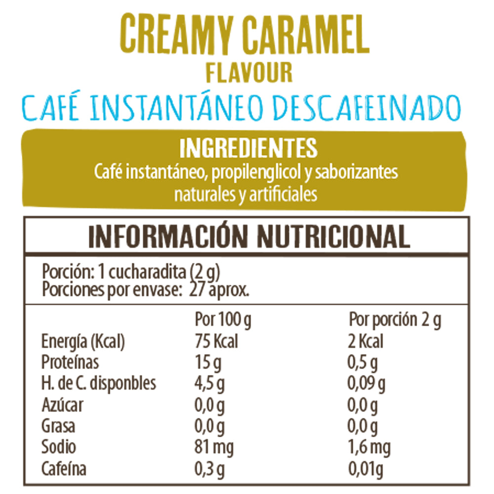 CAFÉ INSTANTANEO DESCAFEINADO CARAMELO BEANIES 50GR