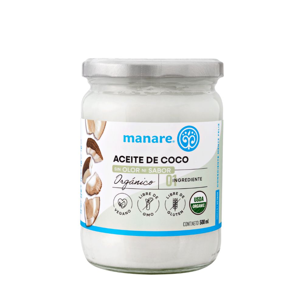 ACEITE DE COCO ORGANICO SIN OLOR SIN SABOR MANARE 500ML