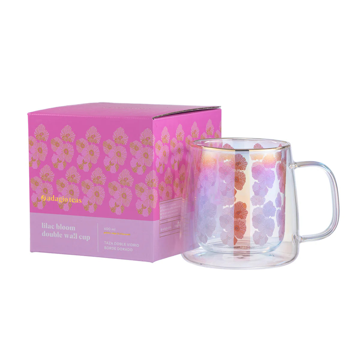 TAZA DOBLE VIDRIO LILAC BLOOM 400ML ADAGIO