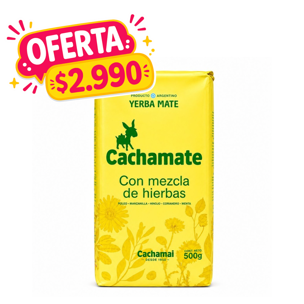 YERBAMATE CACHAMATE CON MEZCLA DE HIERBAS AMARILLA 500 GR