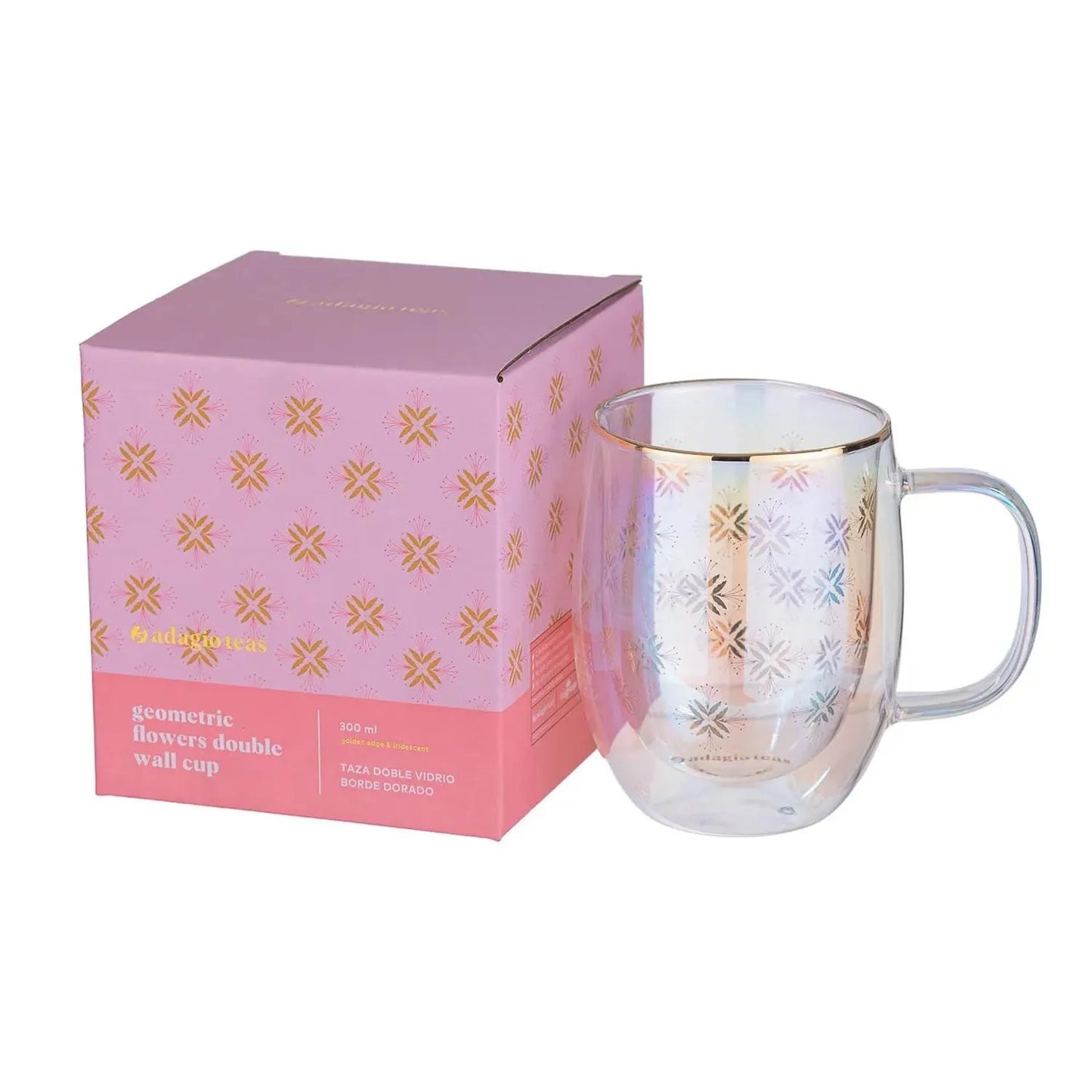 TAZA DOBLE VIDRIO GEOMETRIC FLOWERS 300 ML ADAGIO