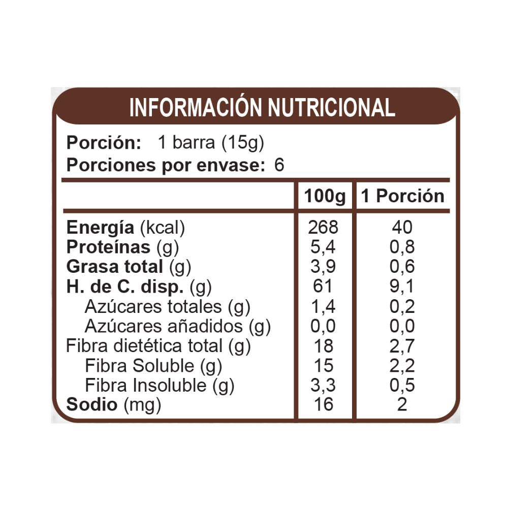 BARRA DE CEREAL CHOCOLATE EN LINEA 6 UNIDADES