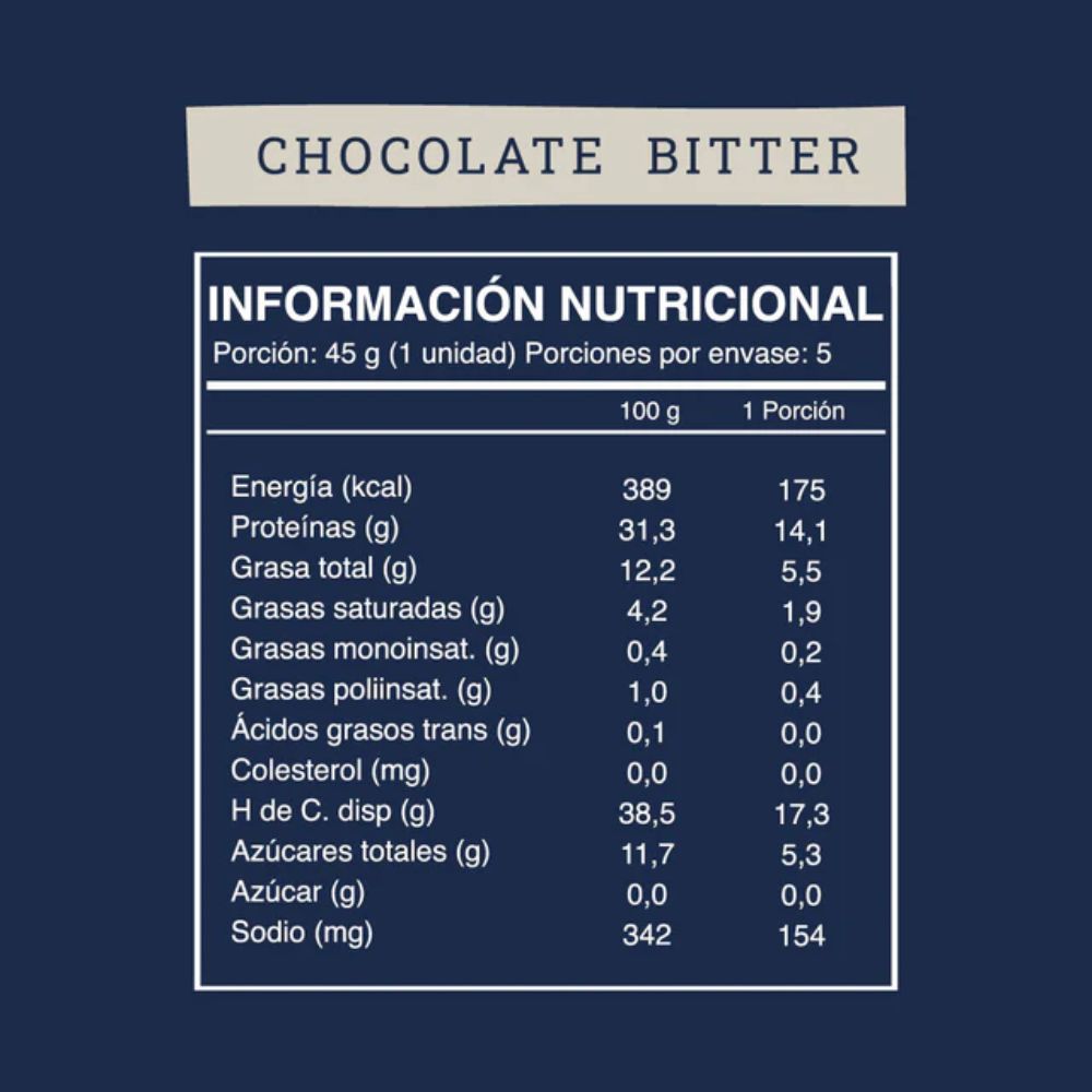 BARRA PROTEINA CHOCOLATE BITTER WILD PROTEIN 5 UNIDADES