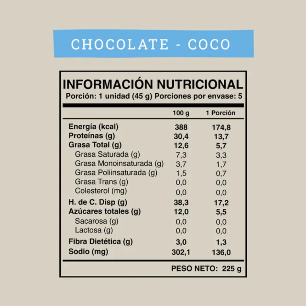BARRA PROTEINA CHOCOLATE COCO WILD PROTEIN 5 UNIDADES