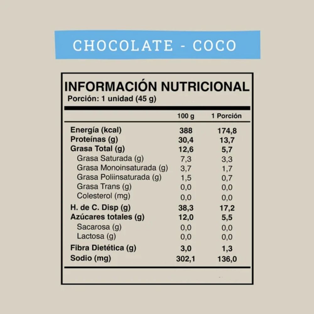 BARRA PROTEINA CHOCOLATE COCO WILD PROTEIN UNIDAD