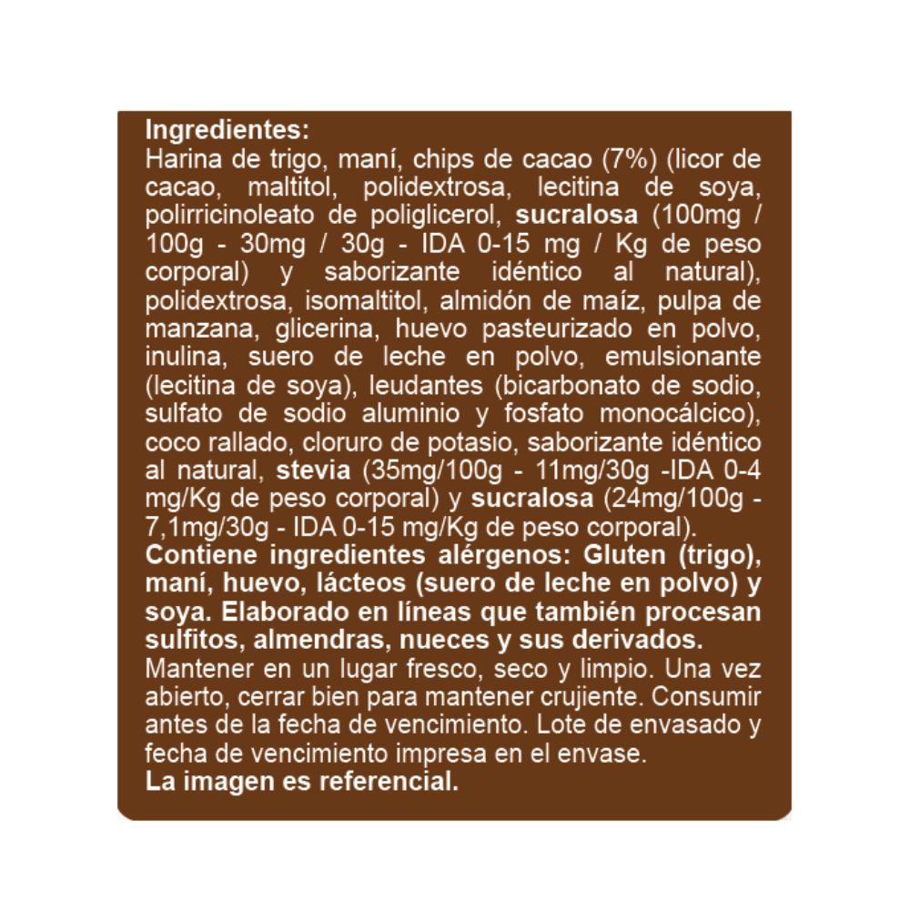 GALLETAS CON CHIPS SIN AZÚCAR EN LINEA 120GR