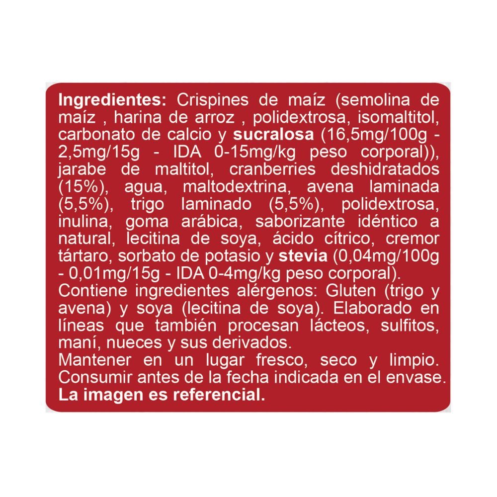 BARRA DE CEREAL CRANBERRY EN LINEA 6 UNIDADES