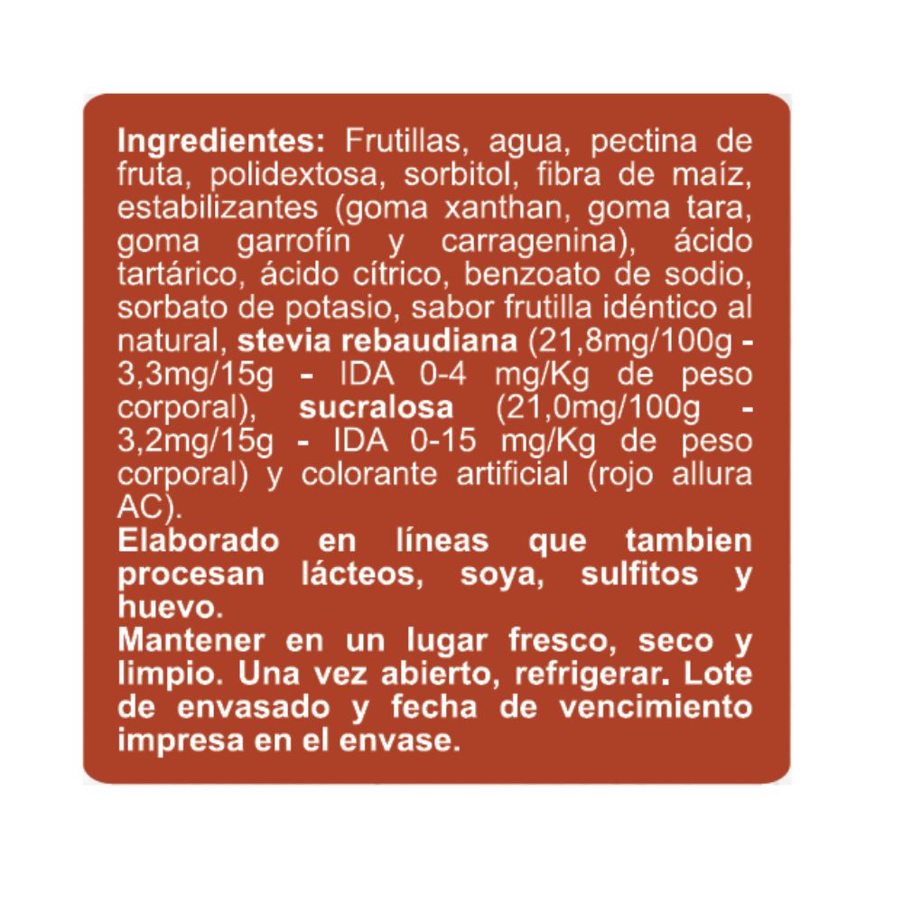 MERMELADA FRUTILLA SIN AZÚCAR EN LINEA 350GR