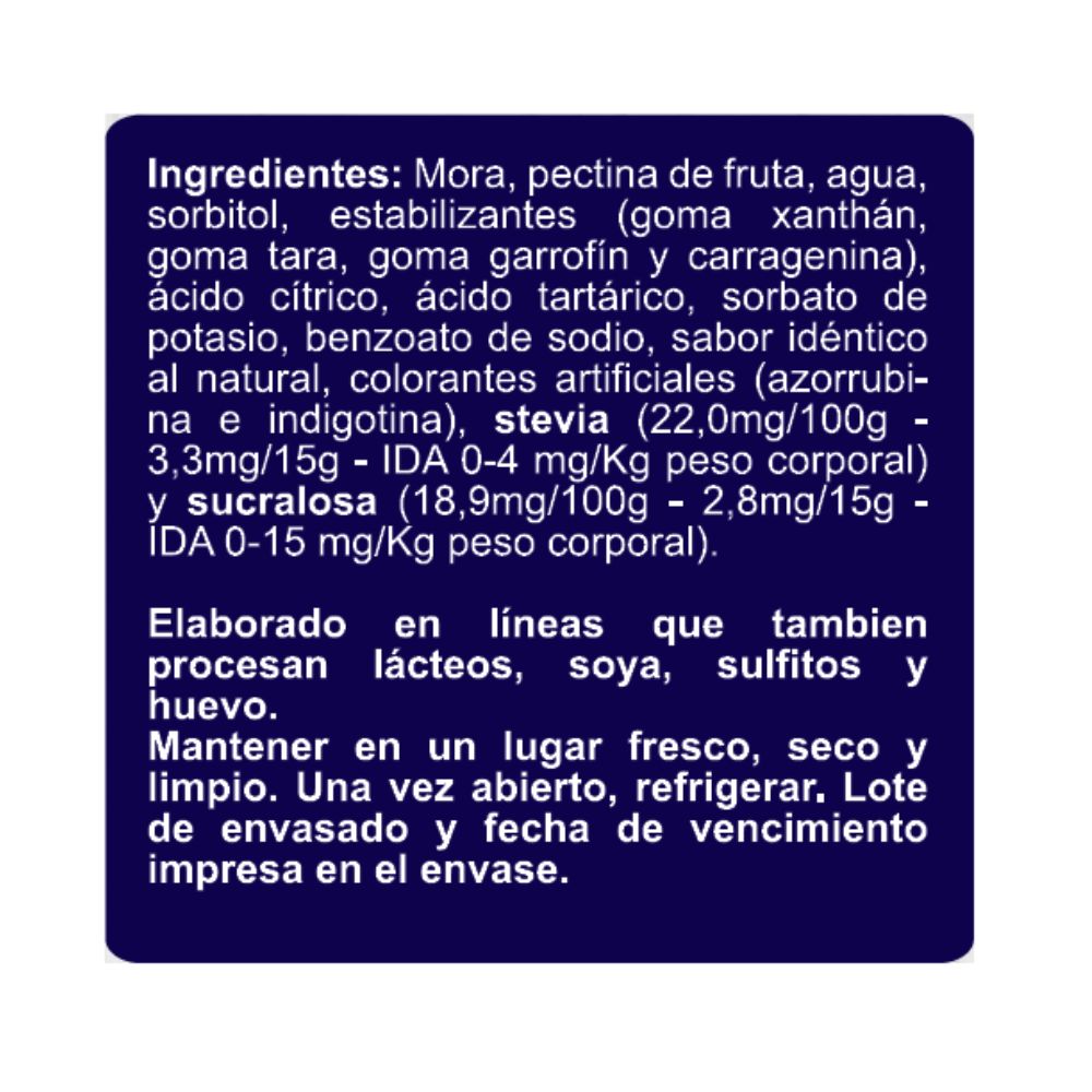 MERMELADA MORA SIN AZÚCAR EN LINEA 350GR