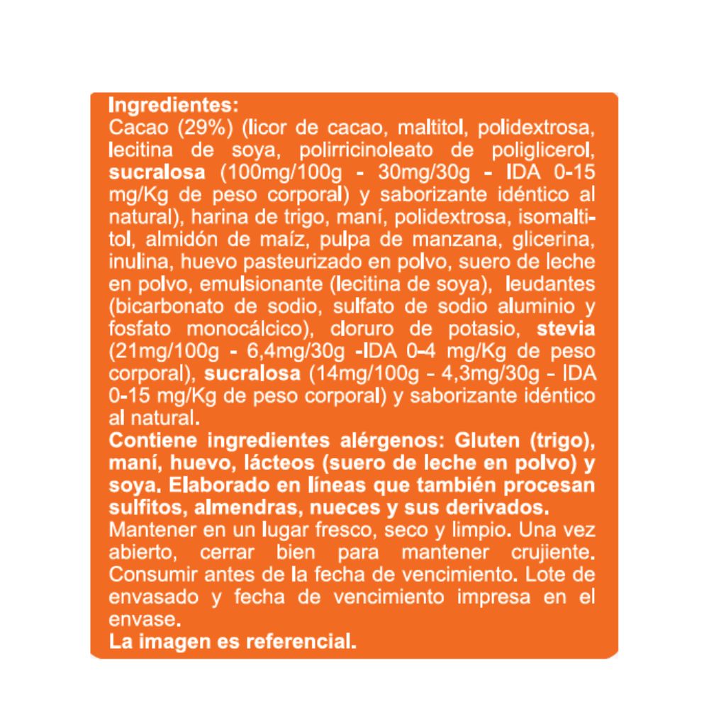 GALLETAS BAÑADAS EN CACAO NARANJA SIN AZÚCAR EN LINEA 100GR