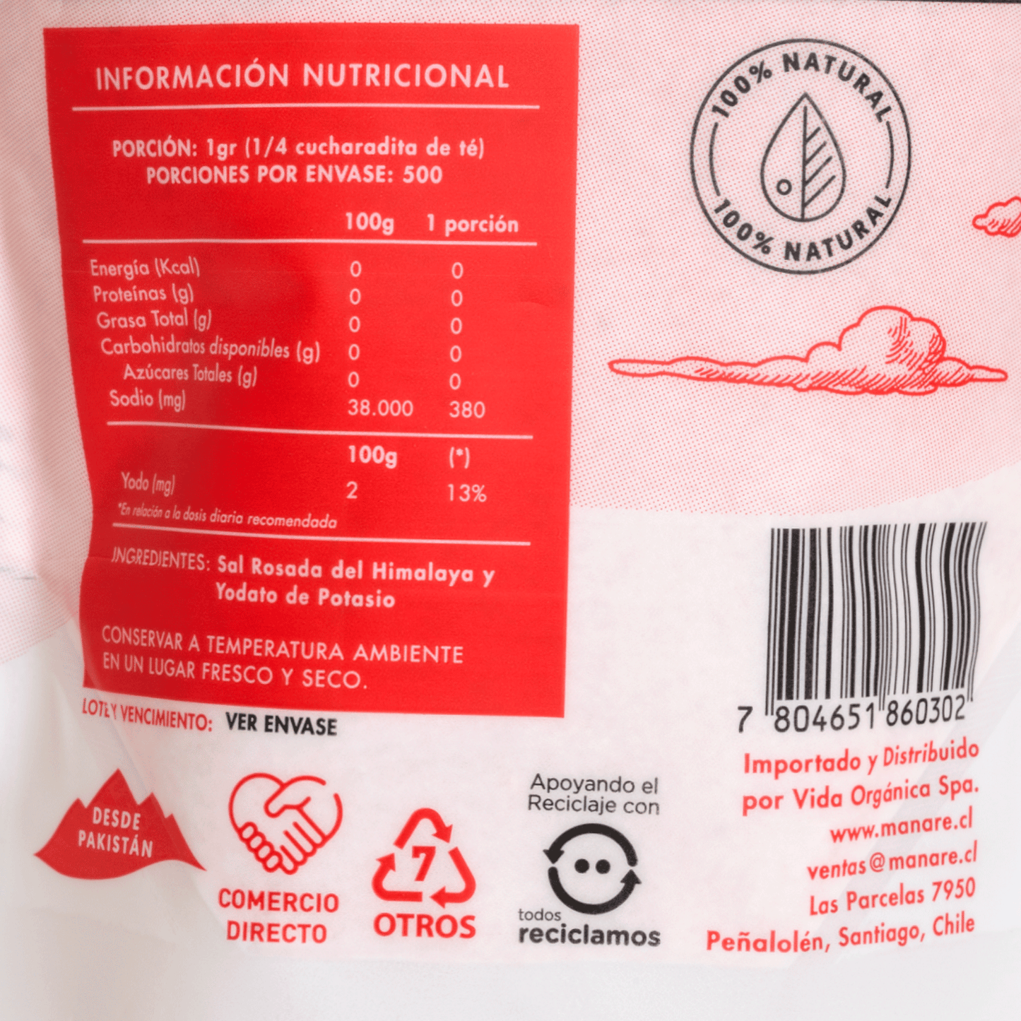 SAL ROSADA FINA MANARE 500 GR