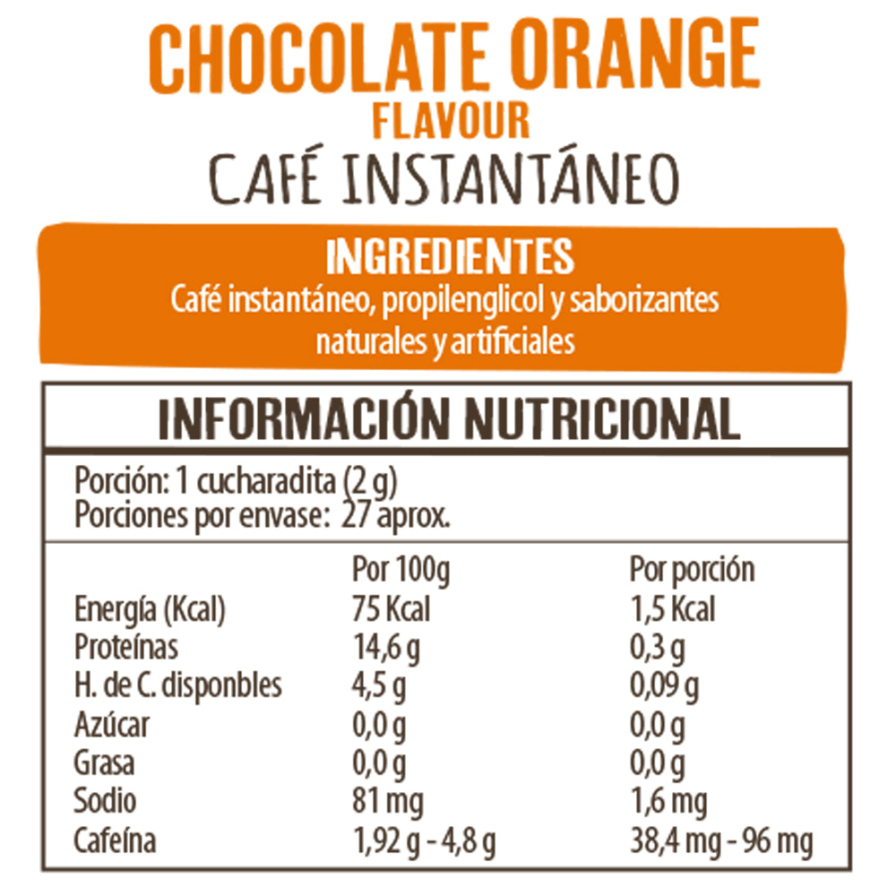 CAFÉ INSTANTANEO CHOCOLATE NARANJA BEANIES 50 GR