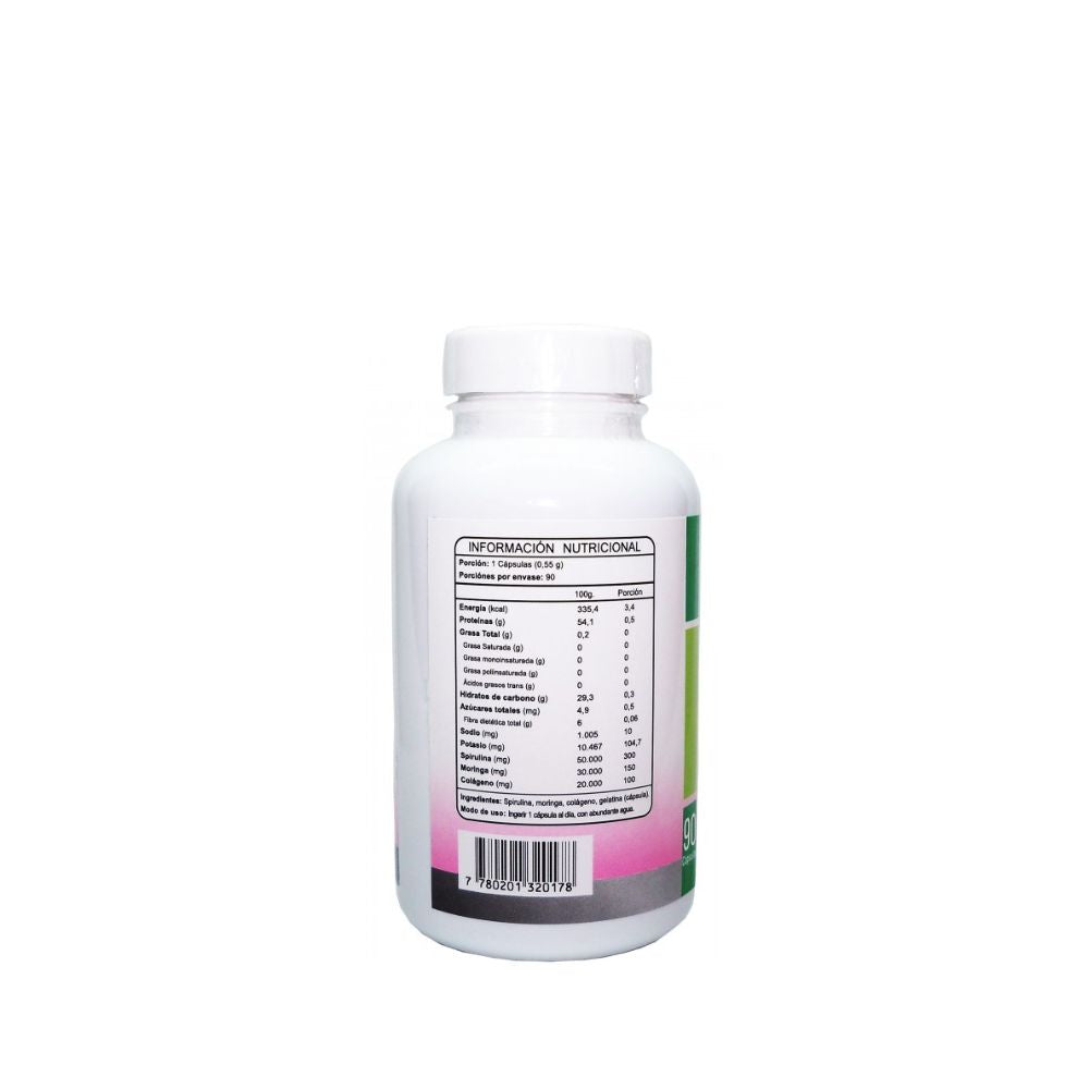 SPIRULINA + MORINGA + COLAGENO FNL 90 CAPSULAS