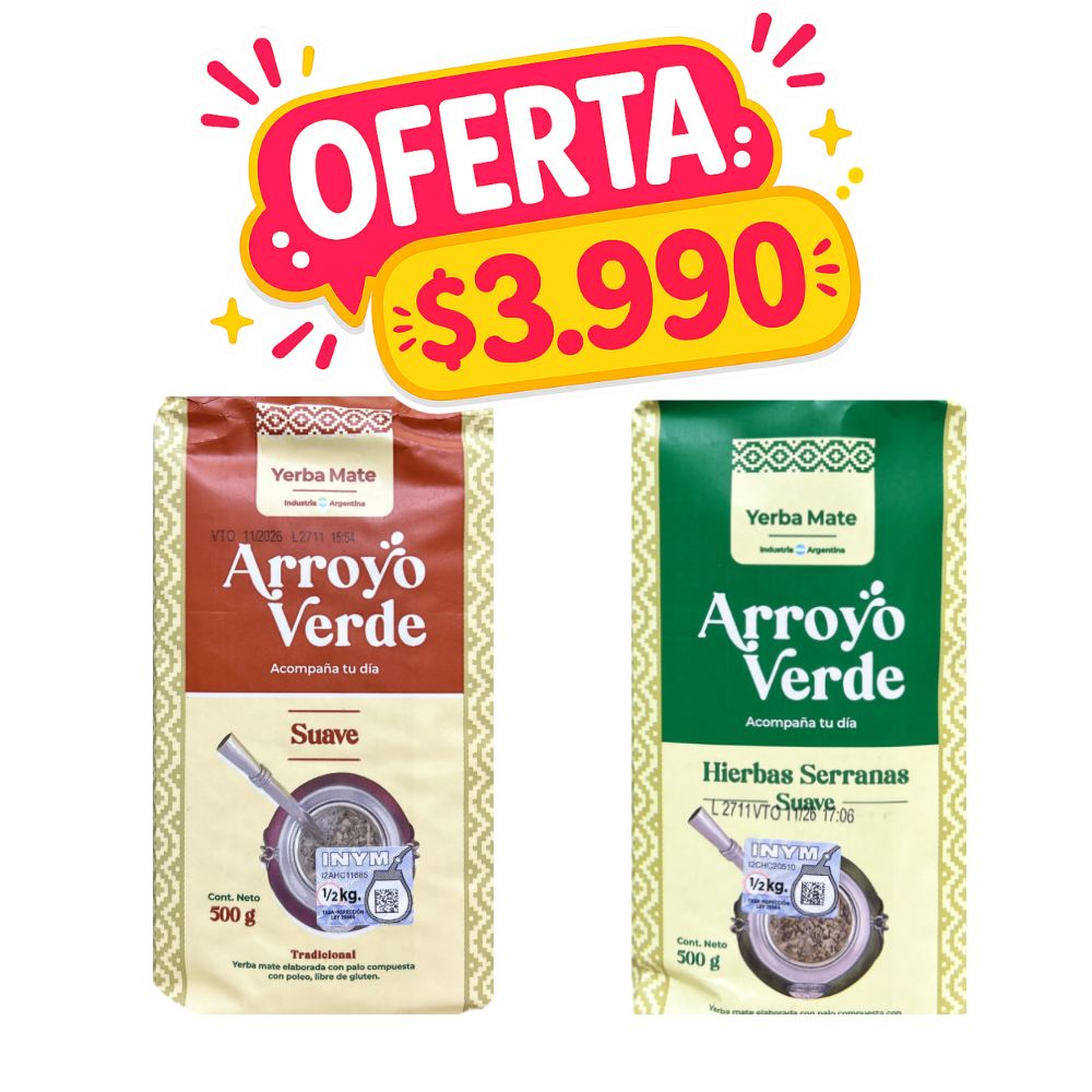 PACK 2 YERBA MATE VARIEDADES ARROYO VERDE 500 GR