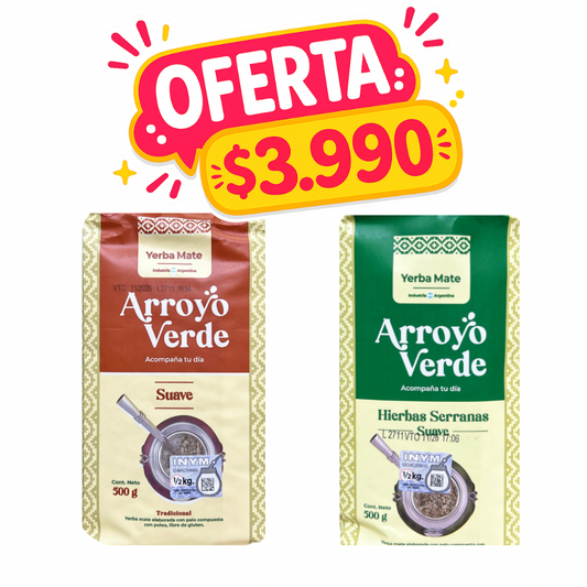 PACK 2 YERBA MATE VARIEDADES ARROYO VERDE 500 GR