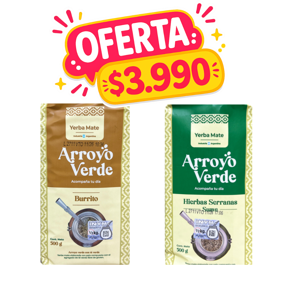 PACK 2 YERBA MATE VARIEDADES ARROYO VERDE 500 GR