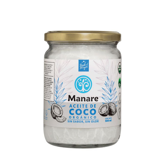 ACEITE DE COCO ORGANICO SIN OLOR SIN SABOR MANARE 500ML