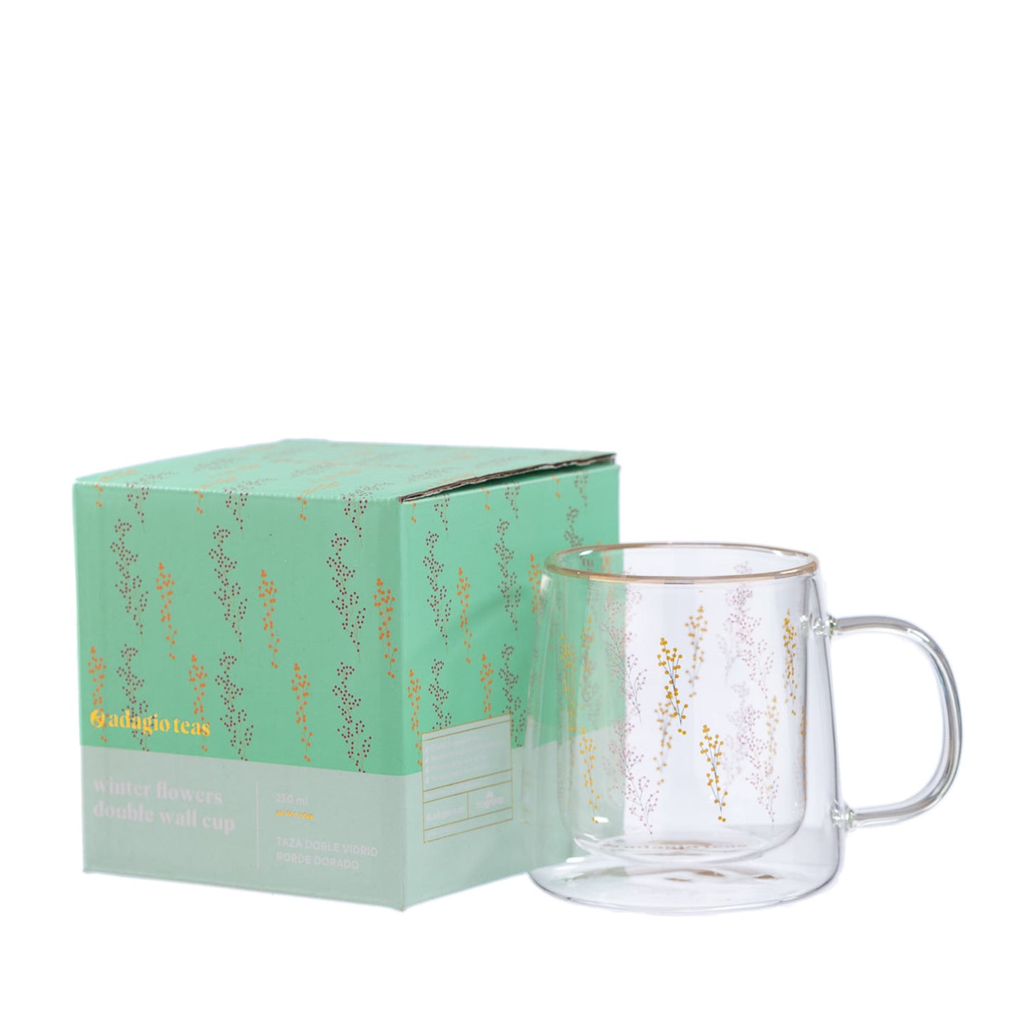 TAZA DOBLE VIDRIO WINTER FLOWERS