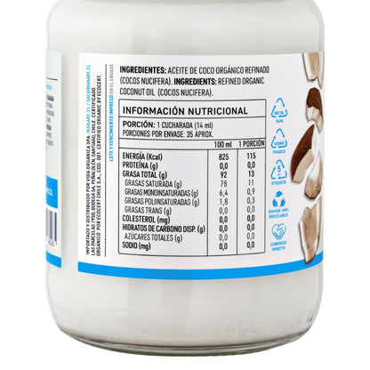 ACEITE DE COCO ORGANICO SIN OLOR SIN SABOR MANARE 500ML