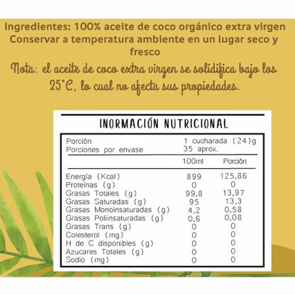 ACEITE DE COCO ORGANICO 500ML KOE CHILE