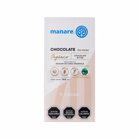 BARRA CHOCOLATE 70% ORGÁNICO MANARE