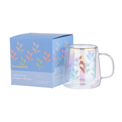 TAZA DOBLE VIDRIO COLOR LEAVES 250ML ADAGIO