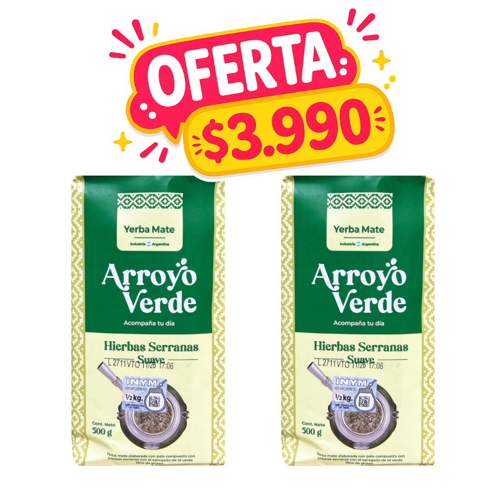 PACK 2 YERBA MATE VARIEDADES ARROYO VERDE 500 GR