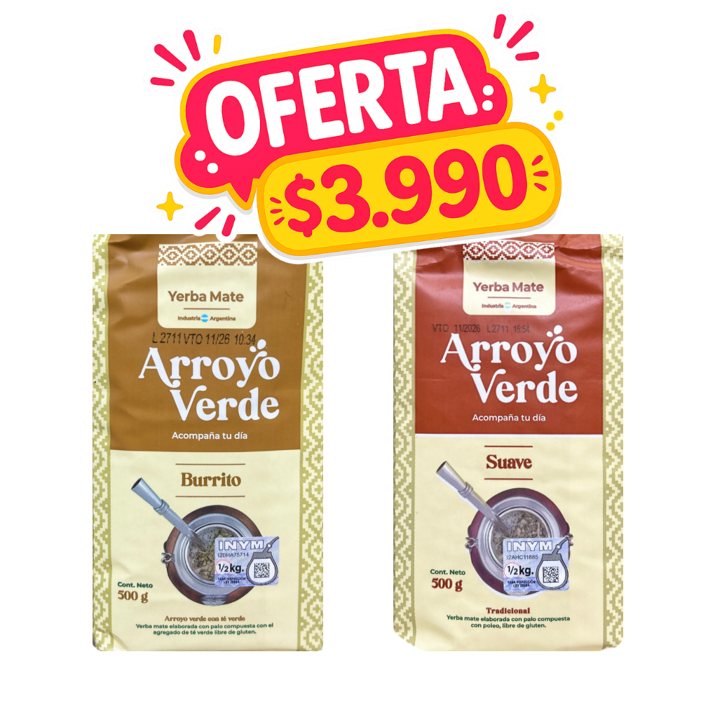 PACK 2 YERBA MATE VARIEDADES ARROYO VERDE 500 GR
