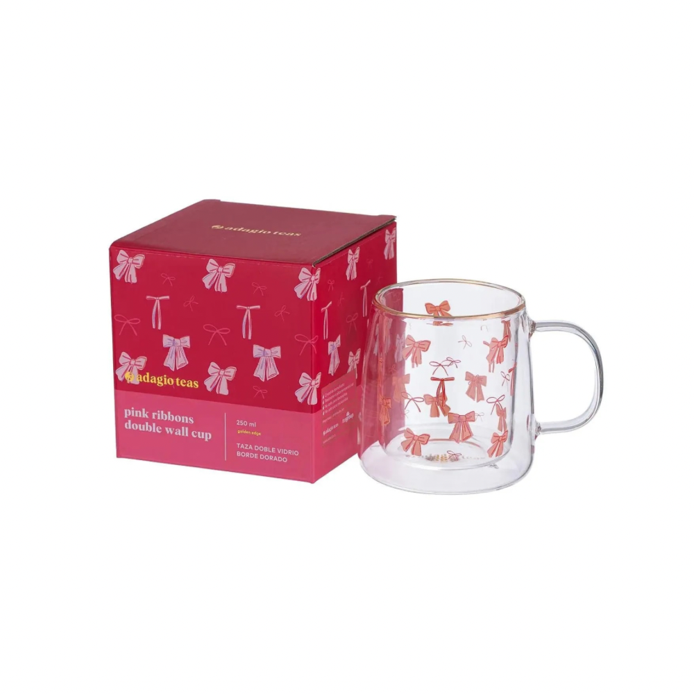 TAZA DOBLE VIDRIO PINK RIBBONS 250 ML ADAGIO