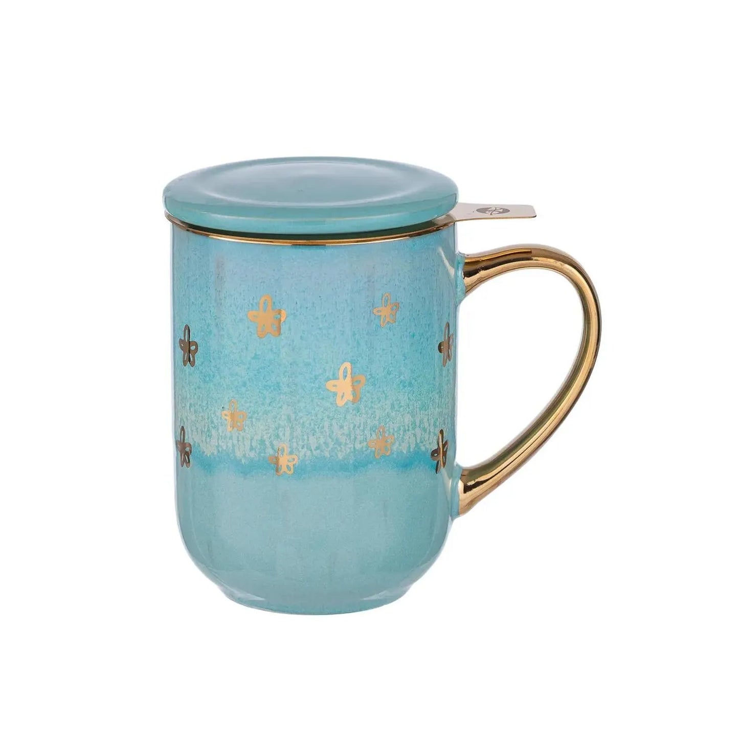 MUG BHORO CERÁMICA TURQUOISE FLOWERS 425 ML ADAGIO
