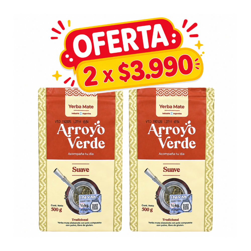 PACK 2 YERBA MATE VARIEDADES ARROYO VERDE 500 GR
