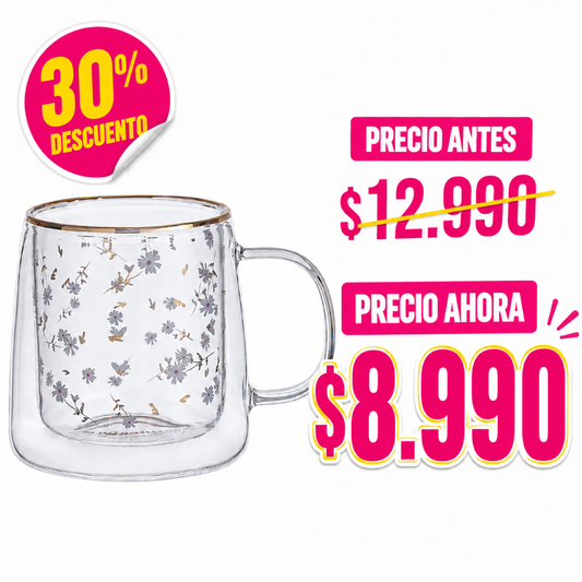 TAZA DOBLE VIDRIO WINDY DAISIES 250 ML ADAGIO