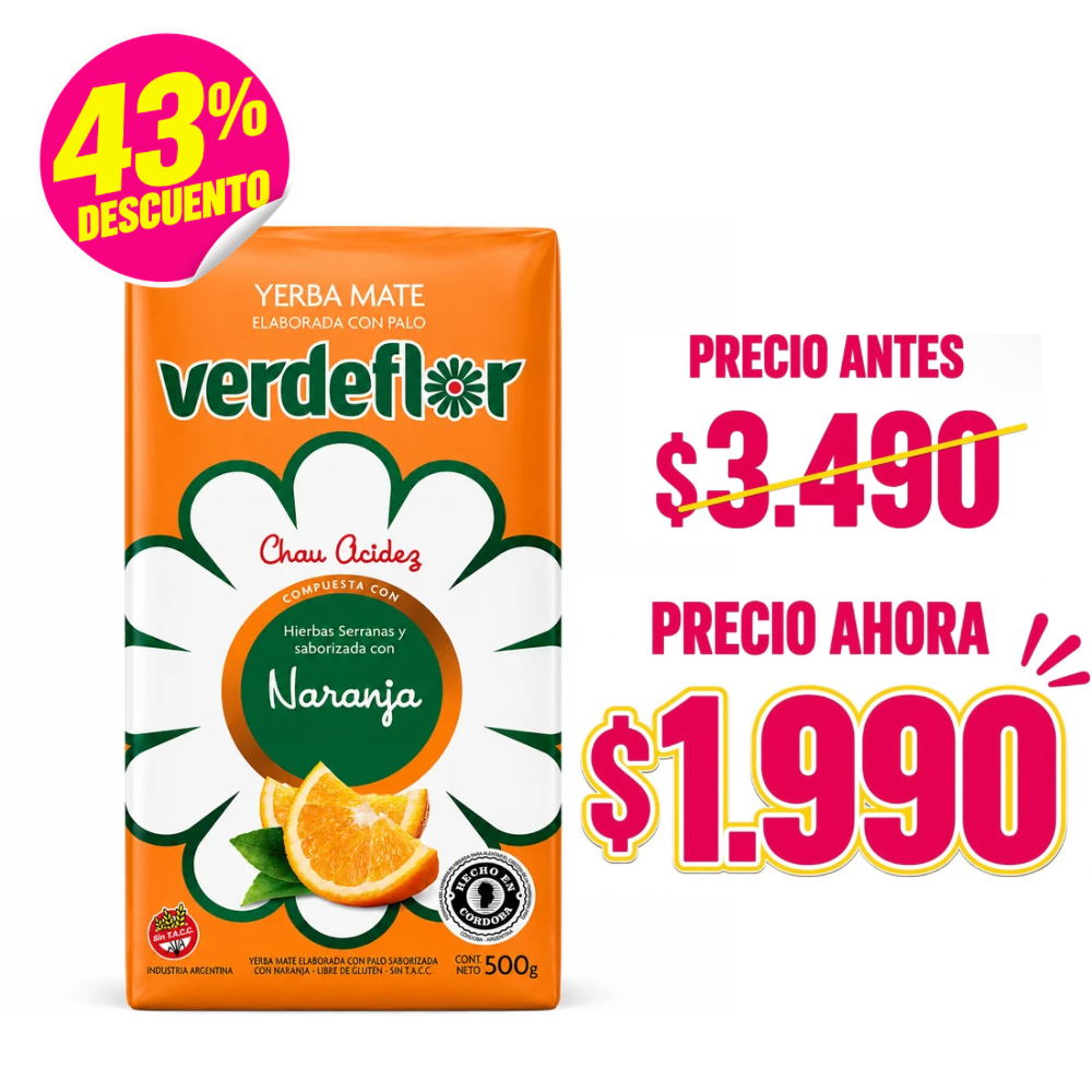 YERBA MATE VERDEFLOR NARANJA 500GR