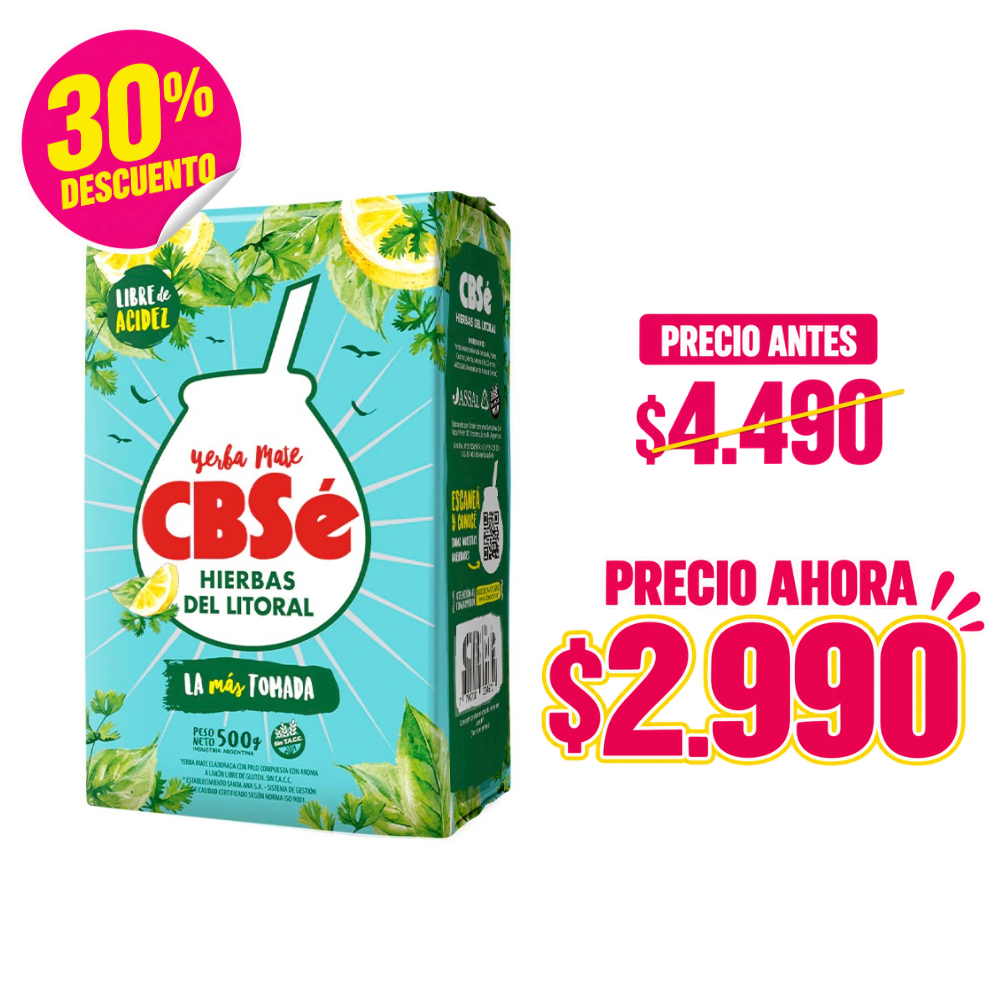 YERBA MATE HIERBAS DEL LITORAL CBSE 500 GR