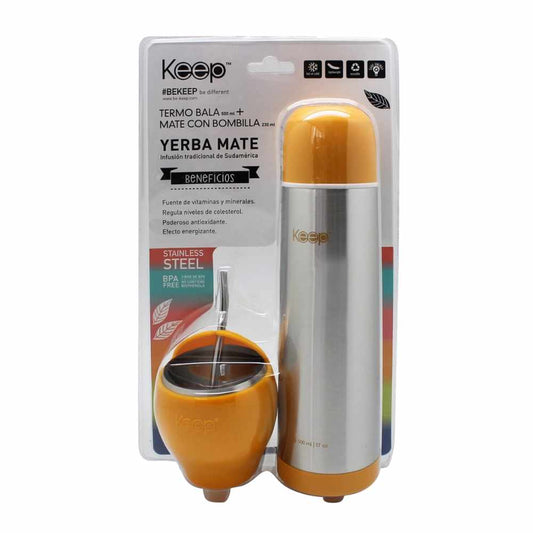 TERMO BALA 500ML + MATE CON BOMBILLA 230ML KEEP